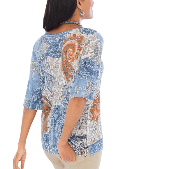 Chico’s Paisley Side-Button Pullover.  Chicos’s Size 1 (Med) - Picture 10 of 10